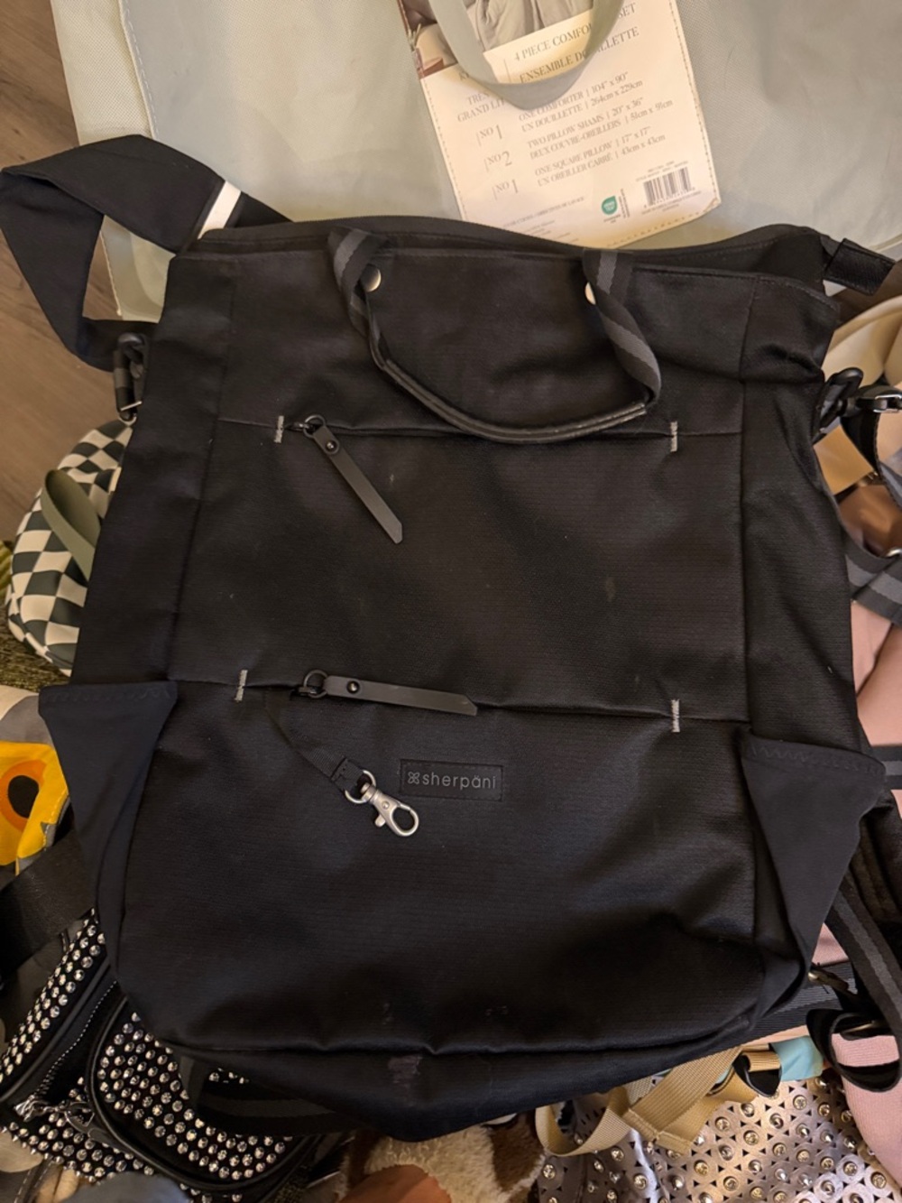 Sherpani Black Men's Convertible Tote Backpack